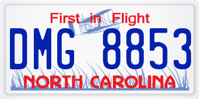 NC license plate DMG8853