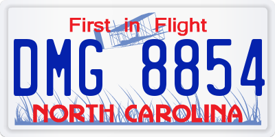 NC license plate DMG8854