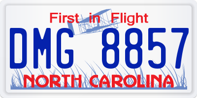 NC license plate DMG8857