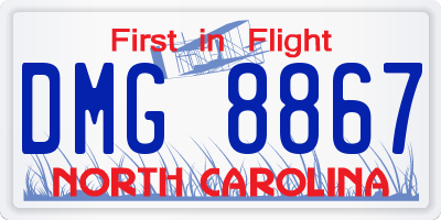 NC license plate DMG8867