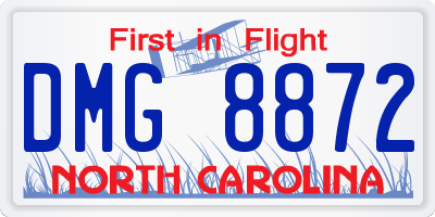 NC license plate DMG8872