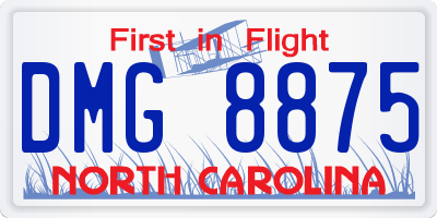 NC license plate DMG8875