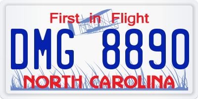 NC license plate DMG8890
