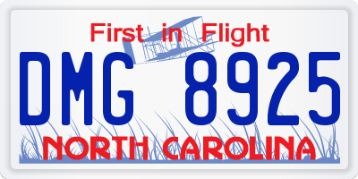 NC license plate DMG8925