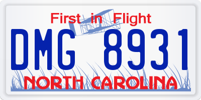 NC license plate DMG8931