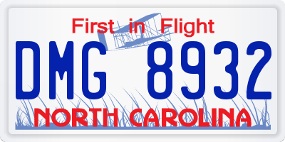 NC license plate DMG8932
