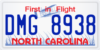 NC license plate DMG8938