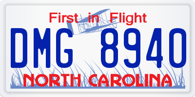 NC license plate DMG8940