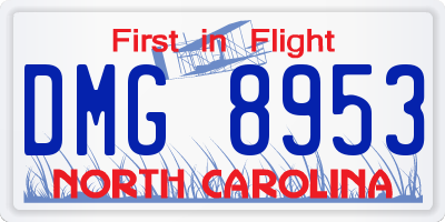 NC license plate DMG8953
