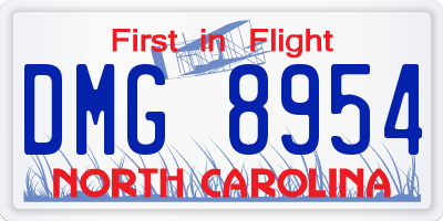 NC license plate DMG8954