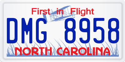 NC license plate DMG8958