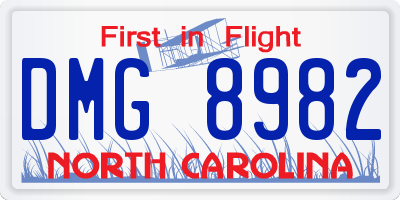 NC license plate DMG8982