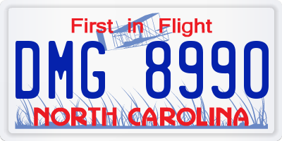 NC license plate DMG8990