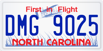 NC license plate DMG9025
