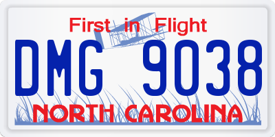 NC license plate DMG9038