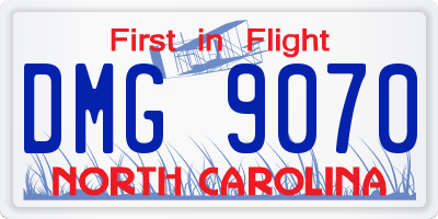 NC license plate DMG9070