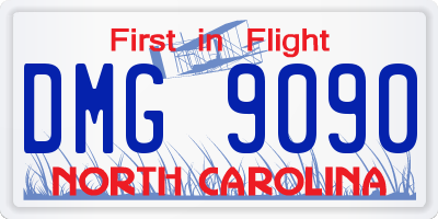 NC license plate DMG9090