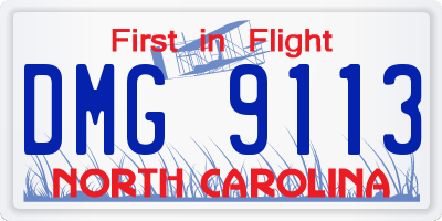 NC license plate DMG9113