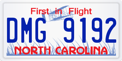 NC license plate DMG9192