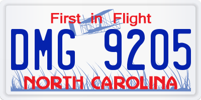 NC license plate DMG9205