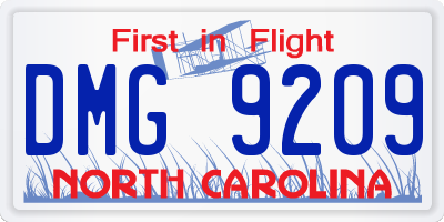 NC license plate DMG9209