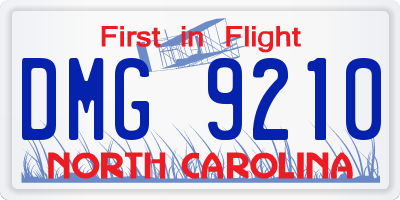 NC license plate DMG9210