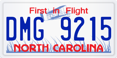 NC license plate DMG9215