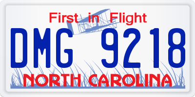 NC license plate DMG9218