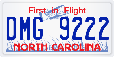 NC license plate DMG9222