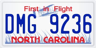 NC license plate DMG9236