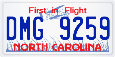 NC license plate DMG9259