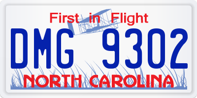 NC license plate DMG9302