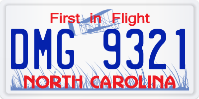 NC license plate DMG9321