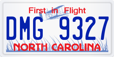 NC license plate DMG9327