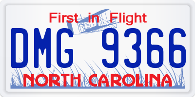 NC license plate DMG9366