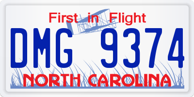 NC license plate DMG9374