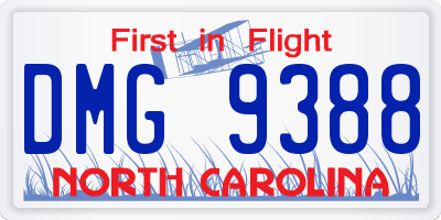 NC license plate DMG9388