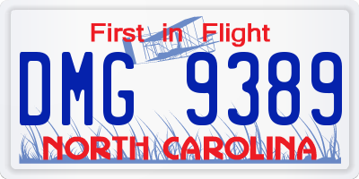NC license plate DMG9389