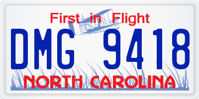 NC license plate DMG9418