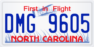 NC license plate DMG9605
