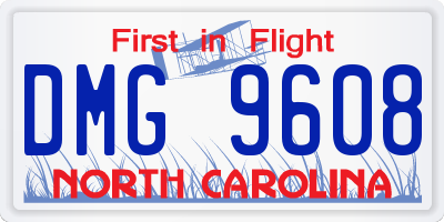 NC license plate DMG9608