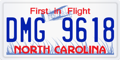 NC license plate DMG9618