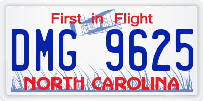 NC license plate DMG9625