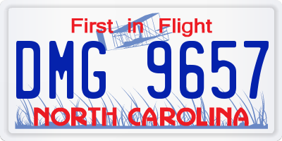 NC license plate DMG9657