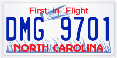 NC license plate DMG9701