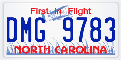 NC license plate DMG9783