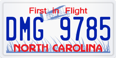 NC license plate DMG9785
