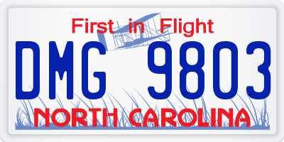 NC license plate DMG9803