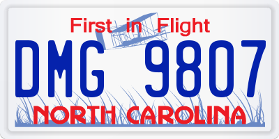 NC license plate DMG9807
