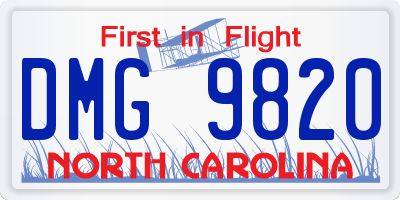 NC license plate DMG9820